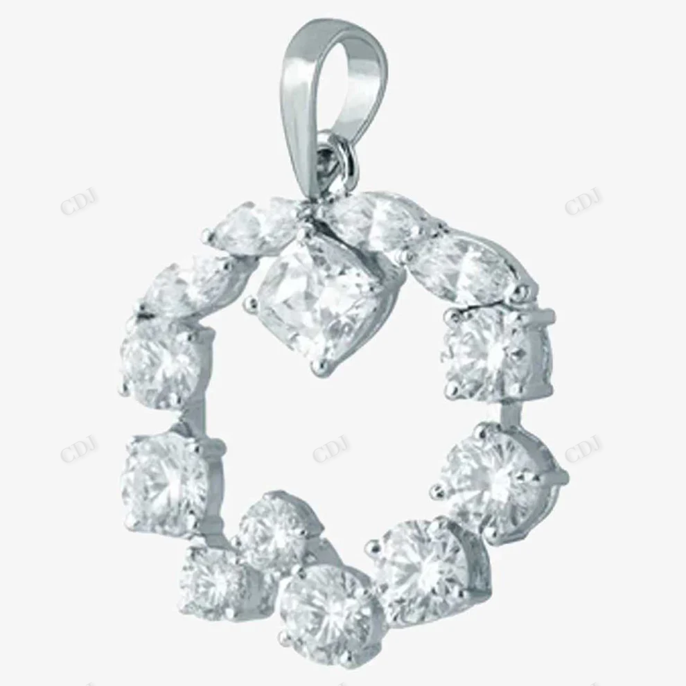 925 Silver Moissanite Marquish and Round Ring Pendant hip hop jewelry CustomDiamJewel