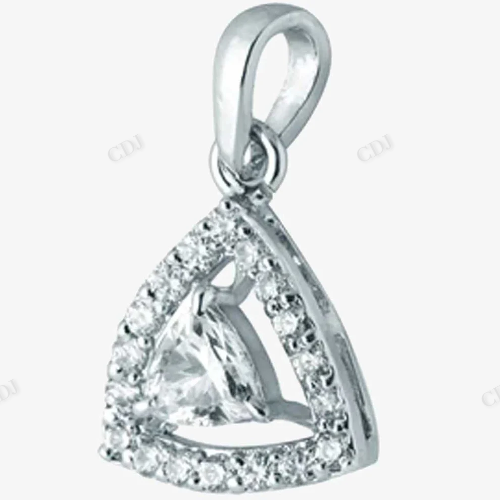 Silver white Gold Plated Trillian Cut Halo Moissanite Pendant hip hop jewelry CustomDiamJewel