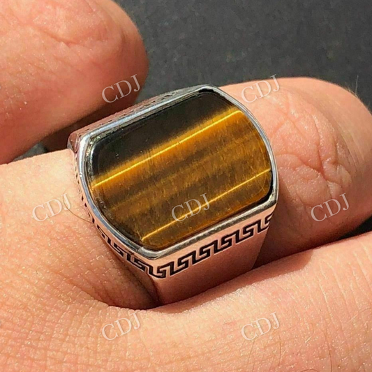 Silver Tiger's Eye Mens Signet Ring  customdiamjewel   