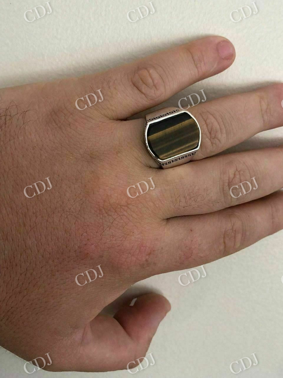 Silver Tiger's Eye Mens Signet Ring  customdiamjewel   