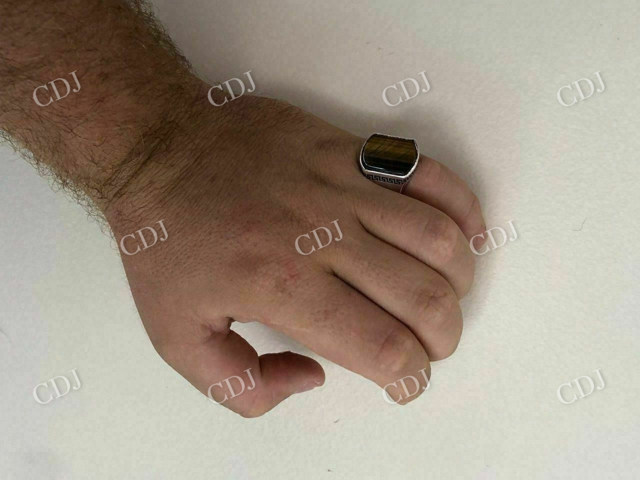 Silver Tiger's Eye Mens Signet Ring  customdiamjewel   