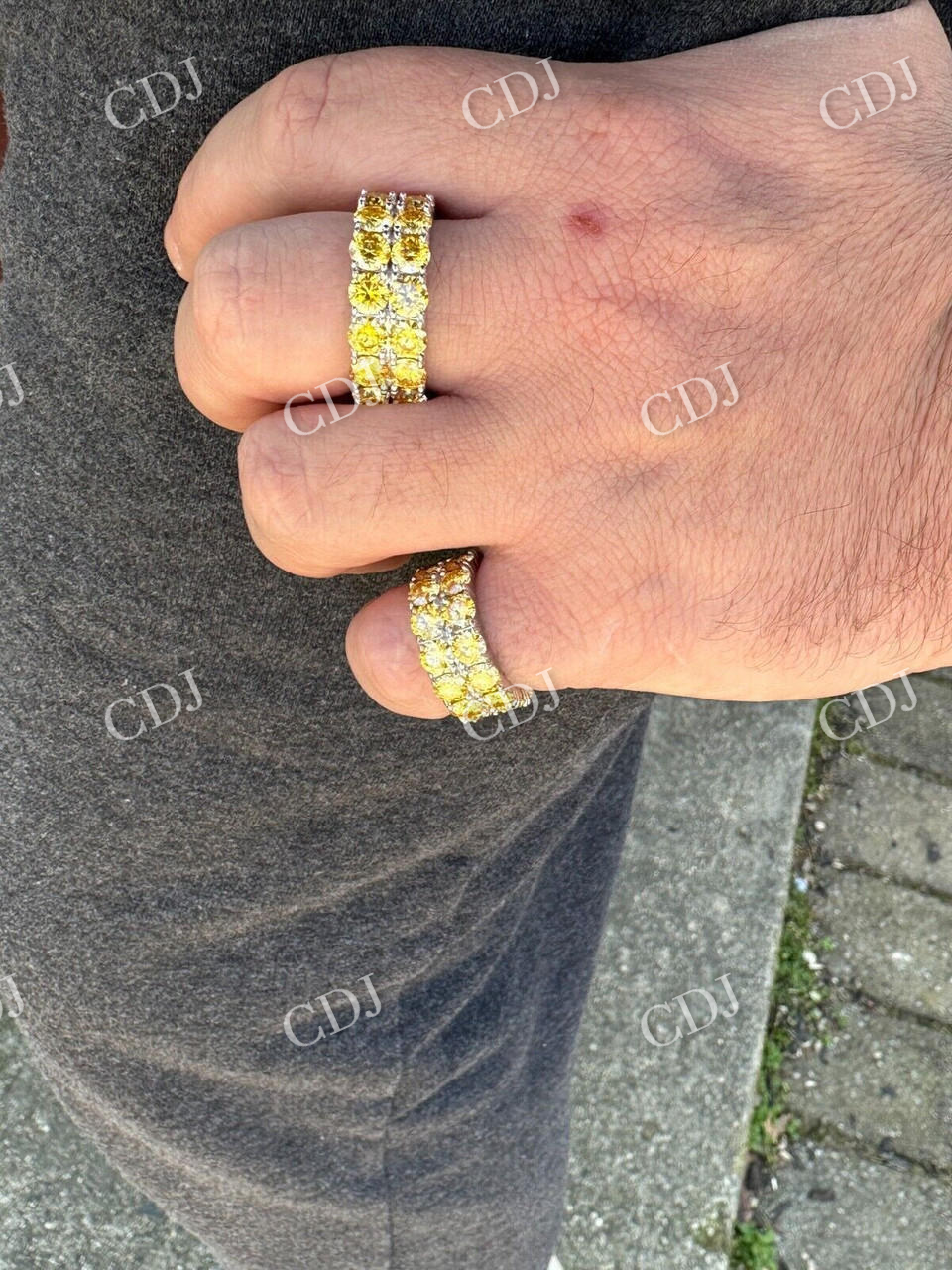 Canary Moissanite Hip Hop Ring  customdiamjewel   