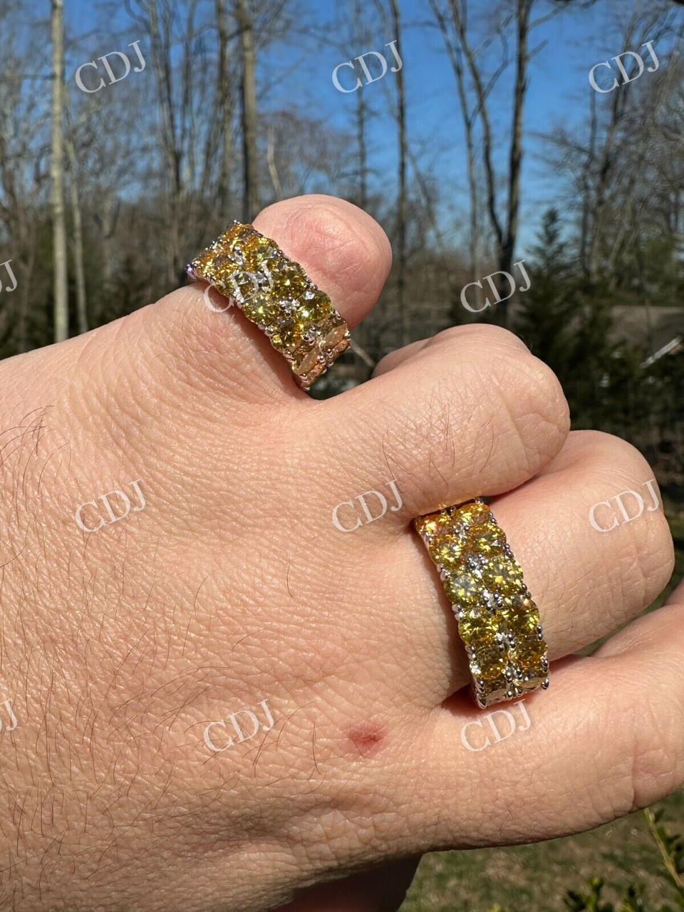 Canary Moissanite Hip Hop Ring  customdiamjewel   