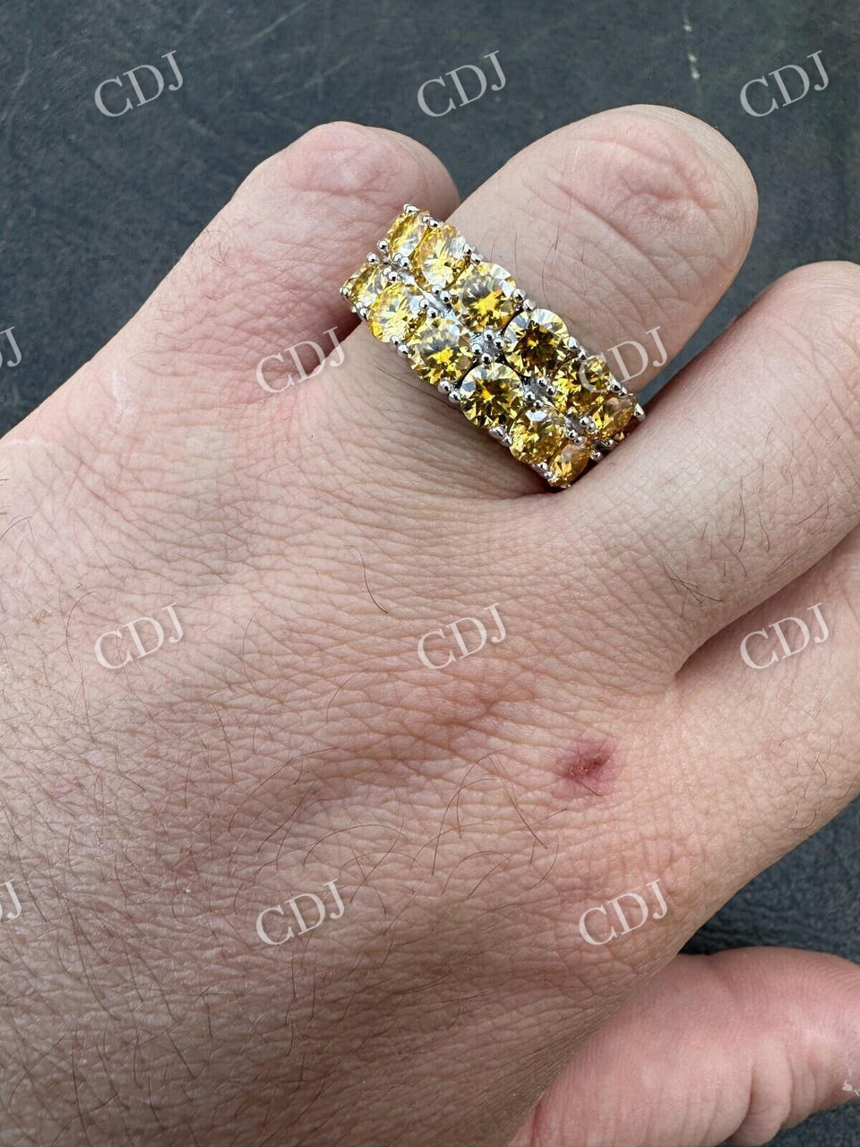 Canary Moissanite Hip Hop Ring  customdiamjewel   