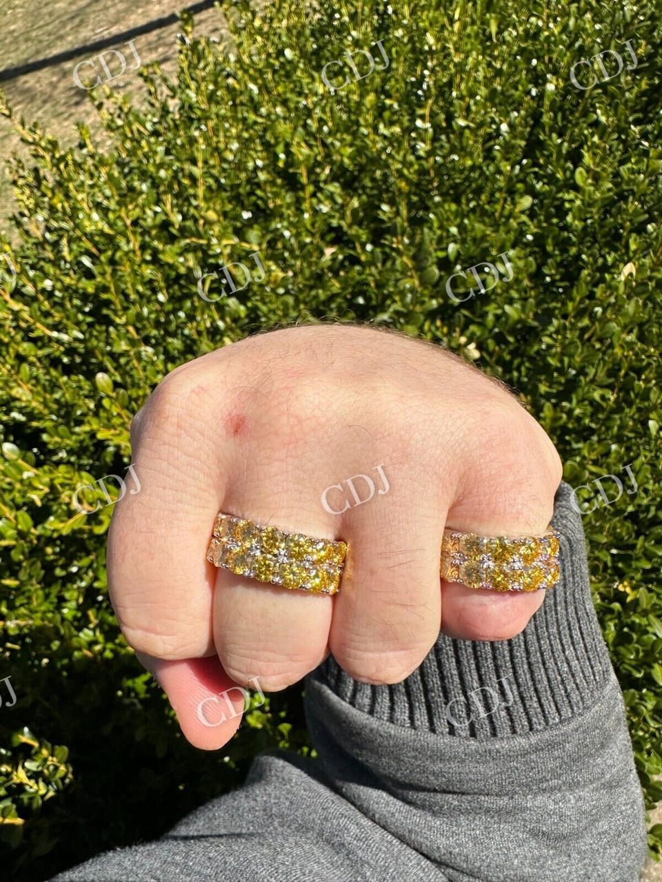 Canary Moissanite Hip Hop Ring  customdiamjewel   
