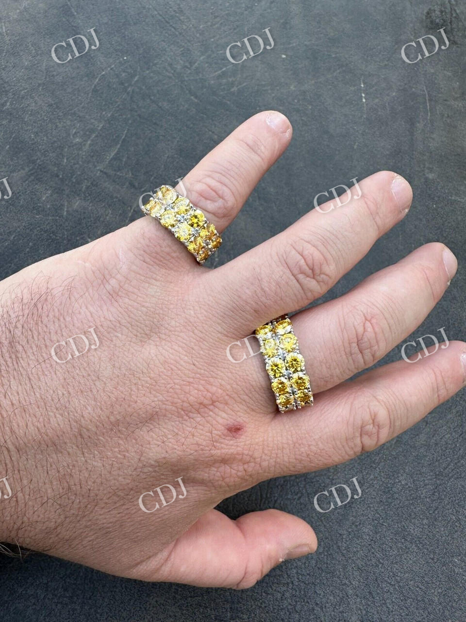 Canary Moissanite Hip Hop Ring  customdiamjewel   