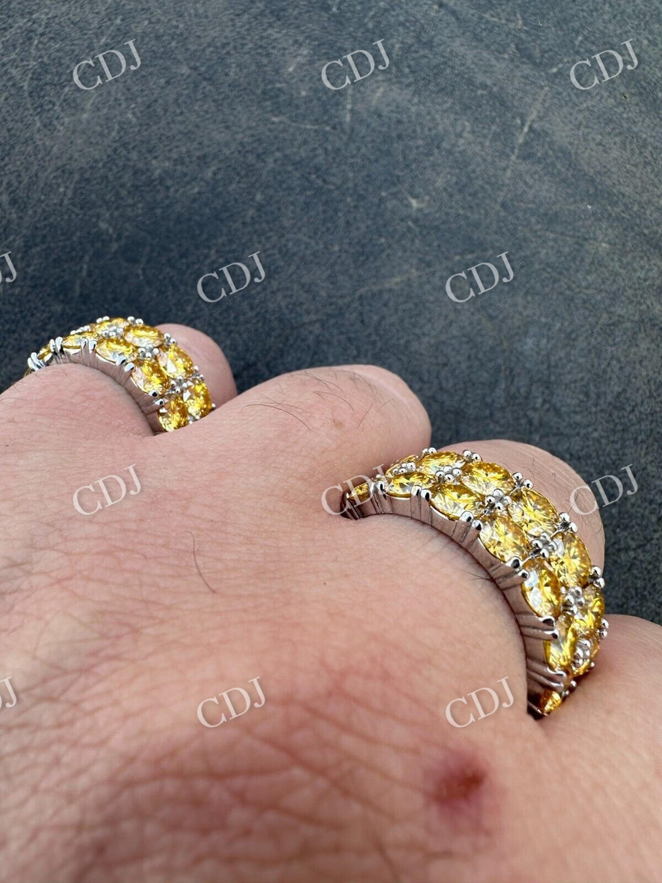 Canary Moissanite Hip Hop Ring  customdiamjewel   