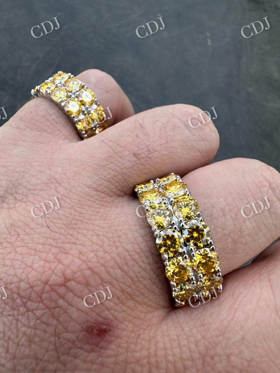 Canary Moissanite Hip Hop Ring  customdiamjewel   