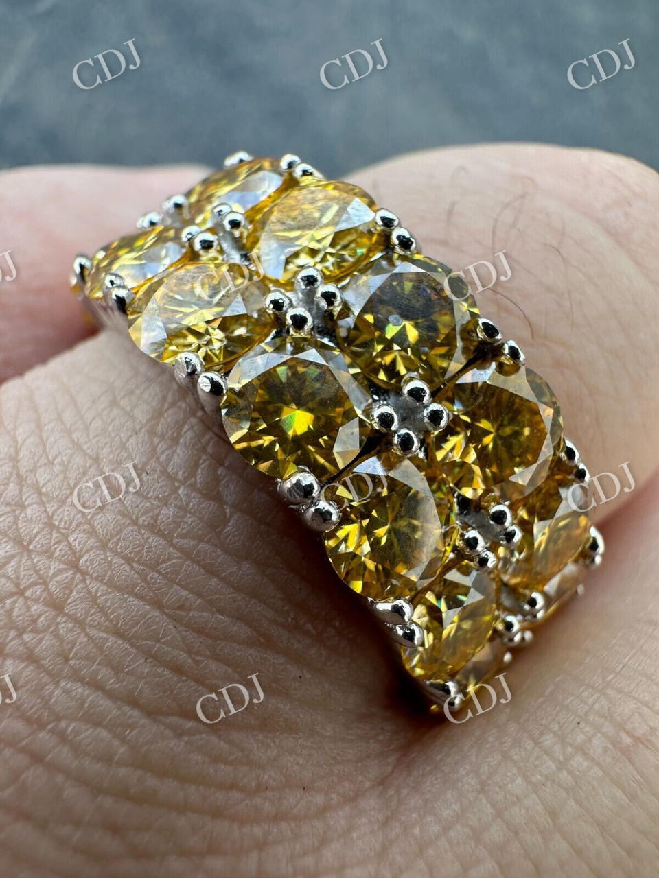 Canary Moissanite Hip Hop Ring  customdiamjewel   