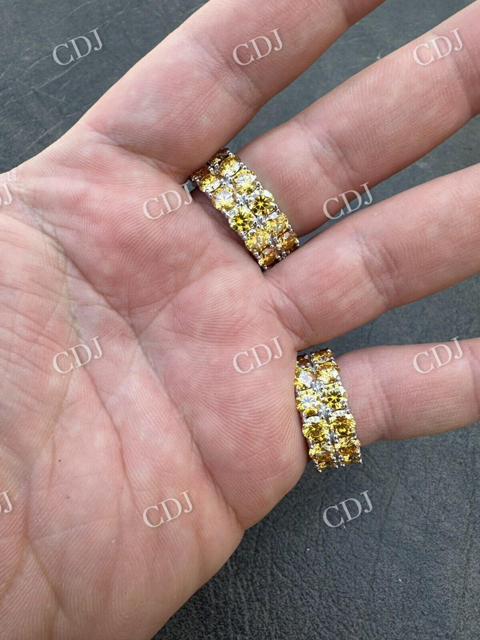 Canary Moissanite Hip Hop Ring  customdiamjewel   