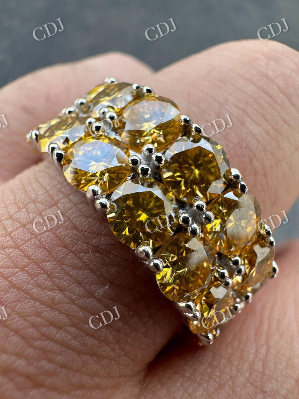 Canary Moissanite Hip Hop Ring  customdiamjewel   