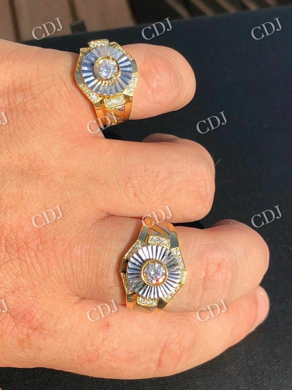 Two Tone Solitaire Diamond Ring  customdiamjewel   