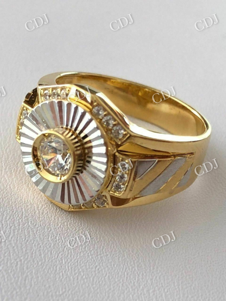 Two Tone Solitaire Diamond Ring  customdiamjewel   