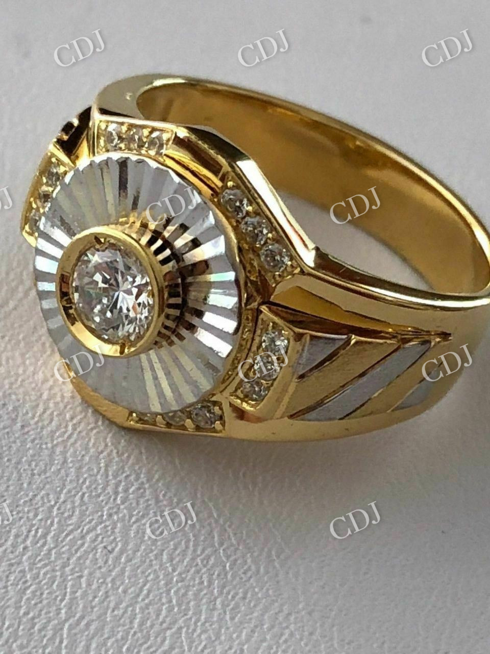 Two Tone Solitaire Diamond Ring  customdiamjewel   