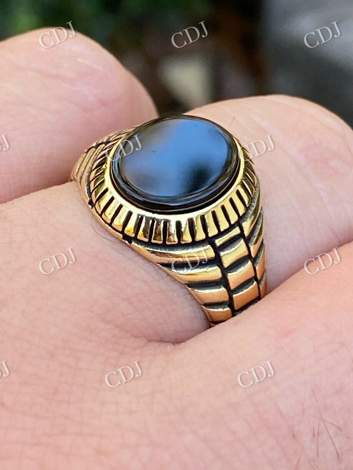 14K Solid Gold Black Onyx Ring  customdiamjewel   