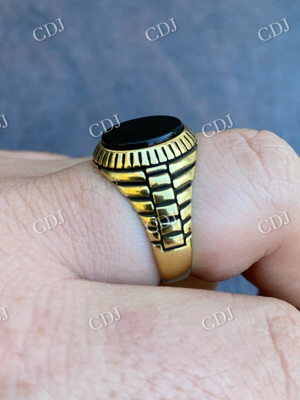 14K Solid Gold Black Onyx Ring  customdiamjewel   