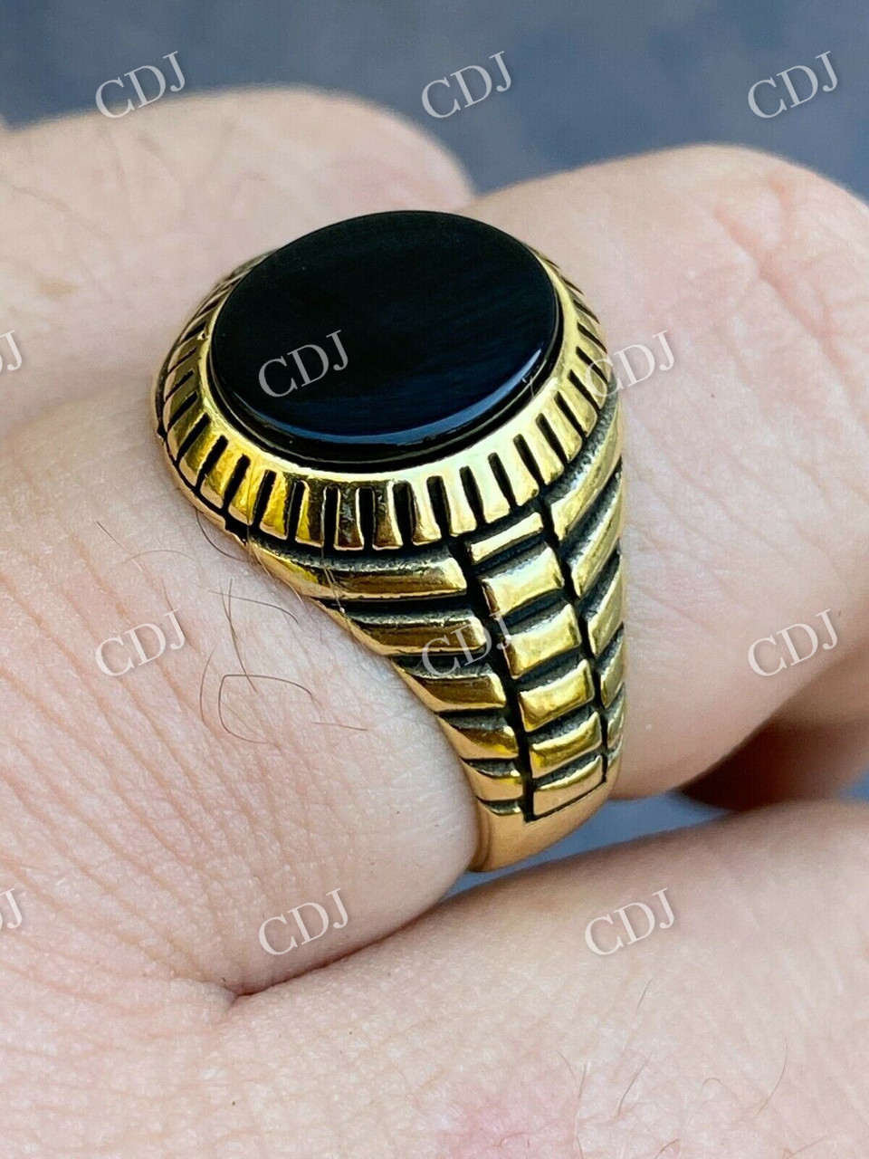 14K Solid Gold Black Onyx Ring  customdiamjewel   