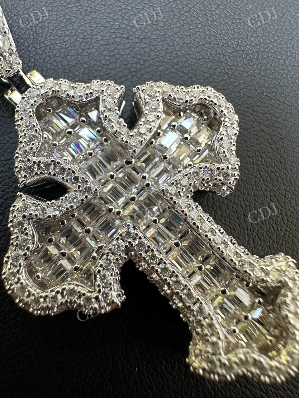 Baguette Diamond Gothic Cross Pendant For Men  customdiamjewel   