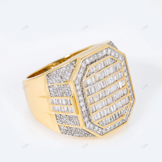 Octagon Baguette Moissanite Iced Out Men's Ring hip hop jewelry customdiamjewel