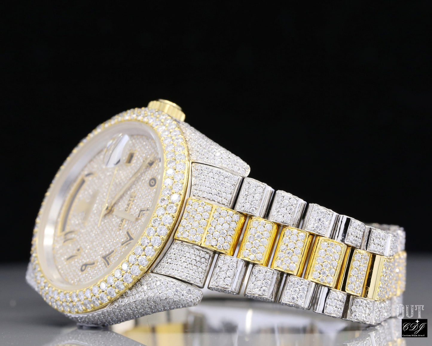 Luxury Stainless Steel Wrist Watch Custom Gold Plated Rolex Men's Watch customdiamjewel