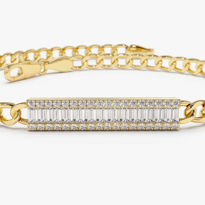 0.42CTW Moissanite Baguette Diamond Bracelet  customdiamjewel   