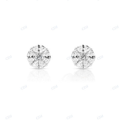 Colorless Round Shape Diamond White Gold Earrings hip hop jewelry CustomDiamJewel