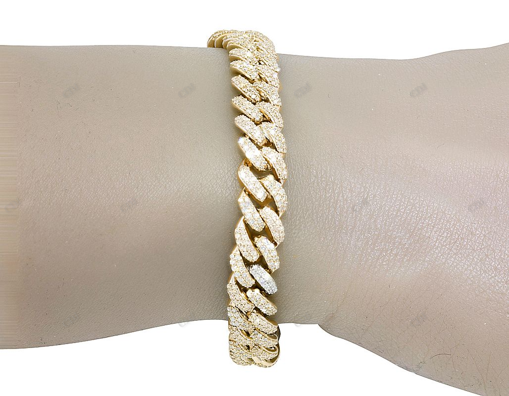 Silver Moissanite Two Tone Hip Hop Cuban Bracelet