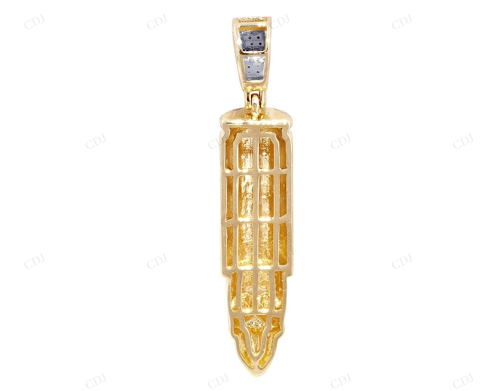 Sterling Silver Moissanite 2" Skull Bullet Pendant CustomDiamJewel