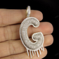 2" 1.5 CTW 10K Gold Real Diamond Letter 'G' Initial Drip Pendant CustomDiamJewel