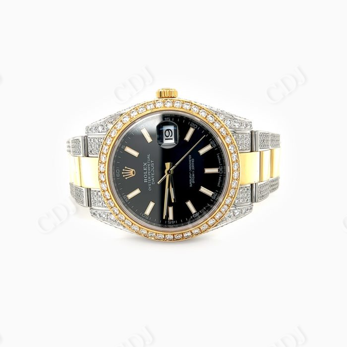Customized Small Bezel Yellow White Moissanite Watch customdiamjewel