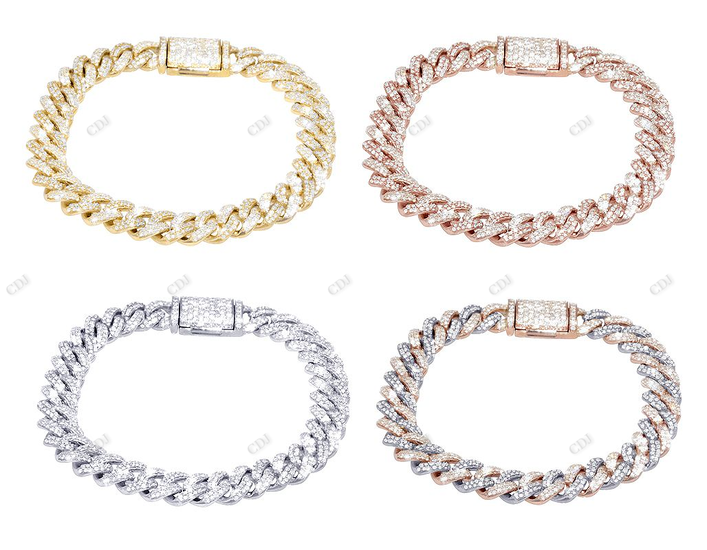 Silver Moissanite Two Tone Hip Hop Cuban Bracelet