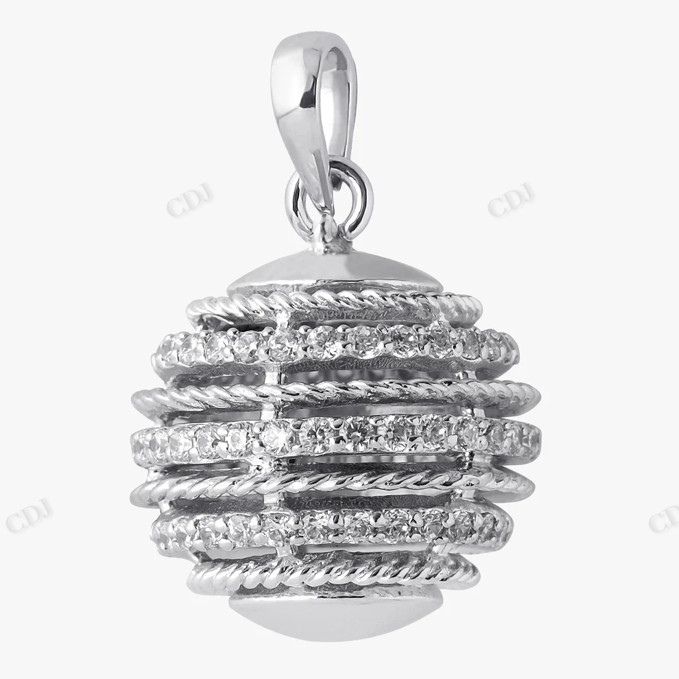 Sterling Silver Moissanite Round Shape Pendant hip hop jewelry CustomDiamJewel