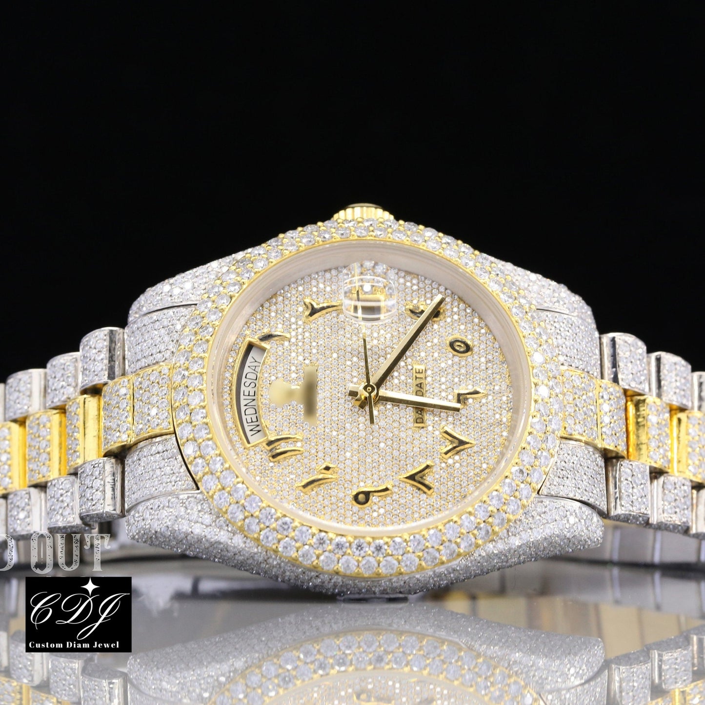 Luxury Rolex Watches For Men Natural Diamond Two Tone Watch Fully Iced Out Wrist Watches