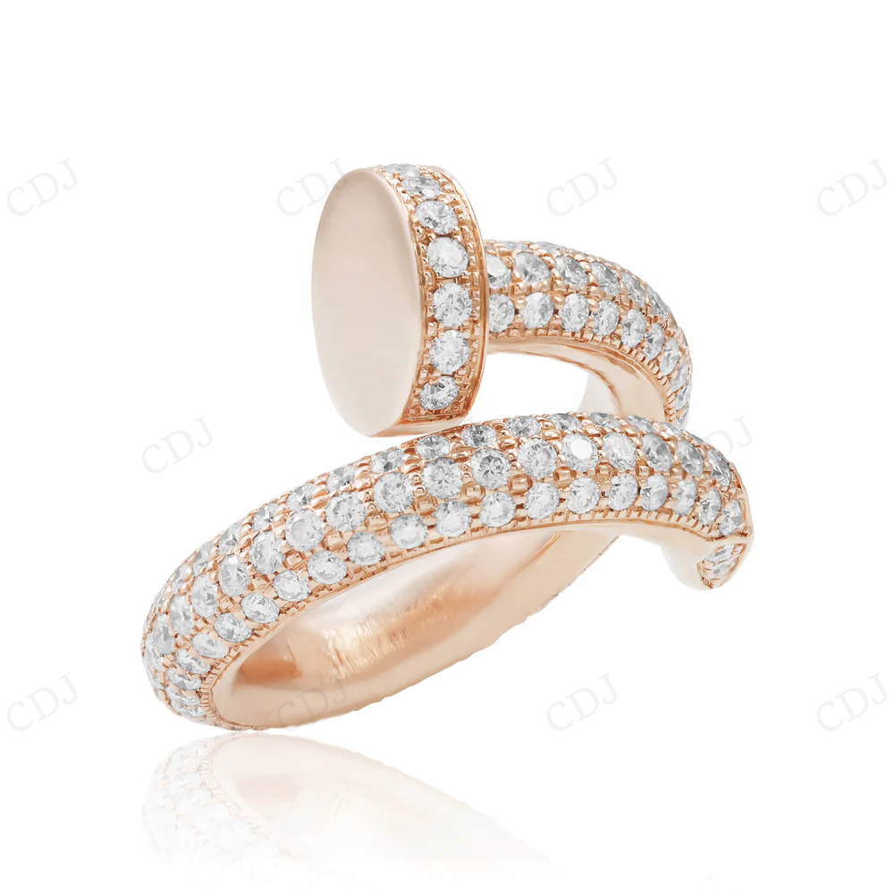 18K Rose Gold Moissanite Diamond Nail Ring For Men hip hop jewelry CustomDiamJewel