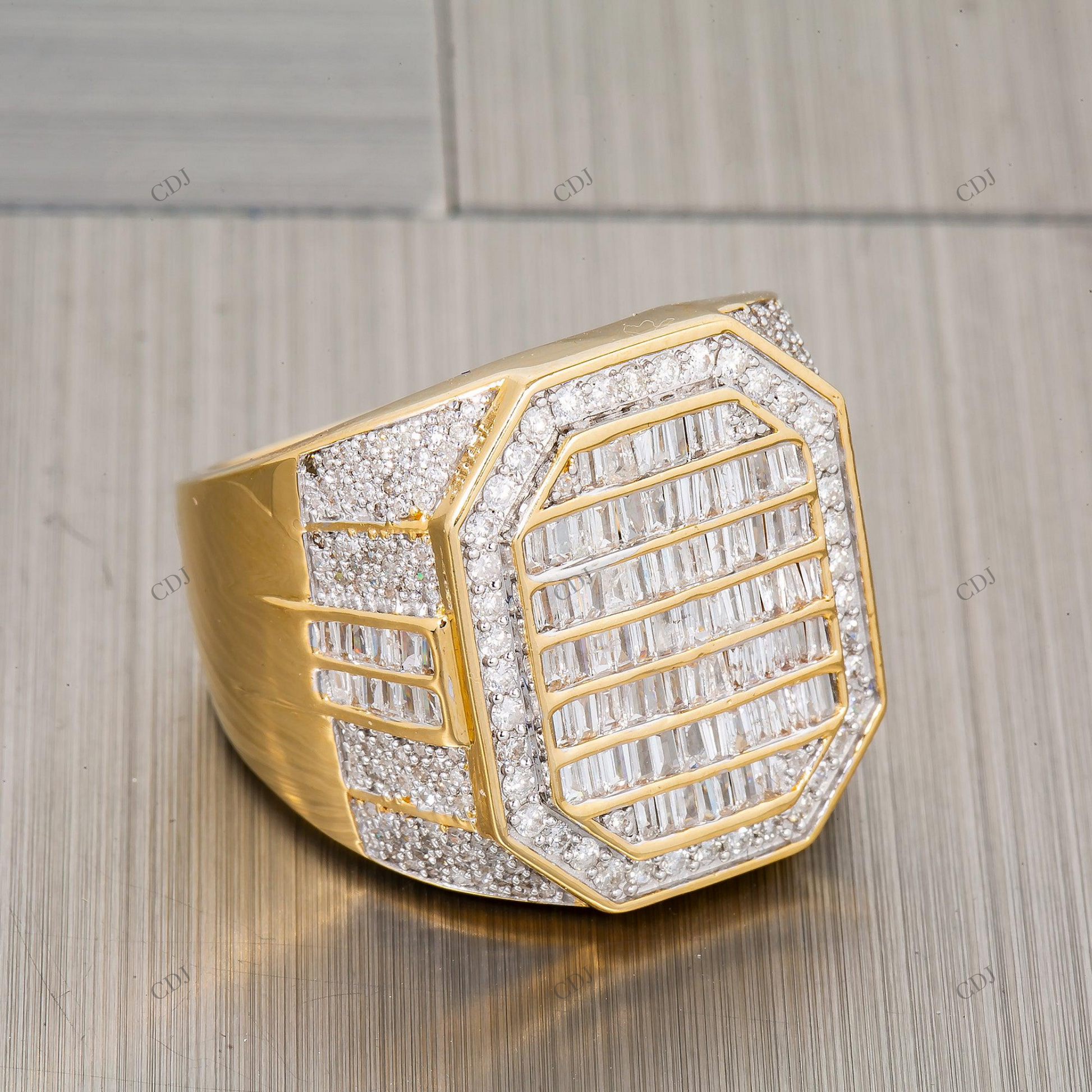 Baguette and Round Cut Moissanite Men's Ring hip hop jewelry customdiamjewel