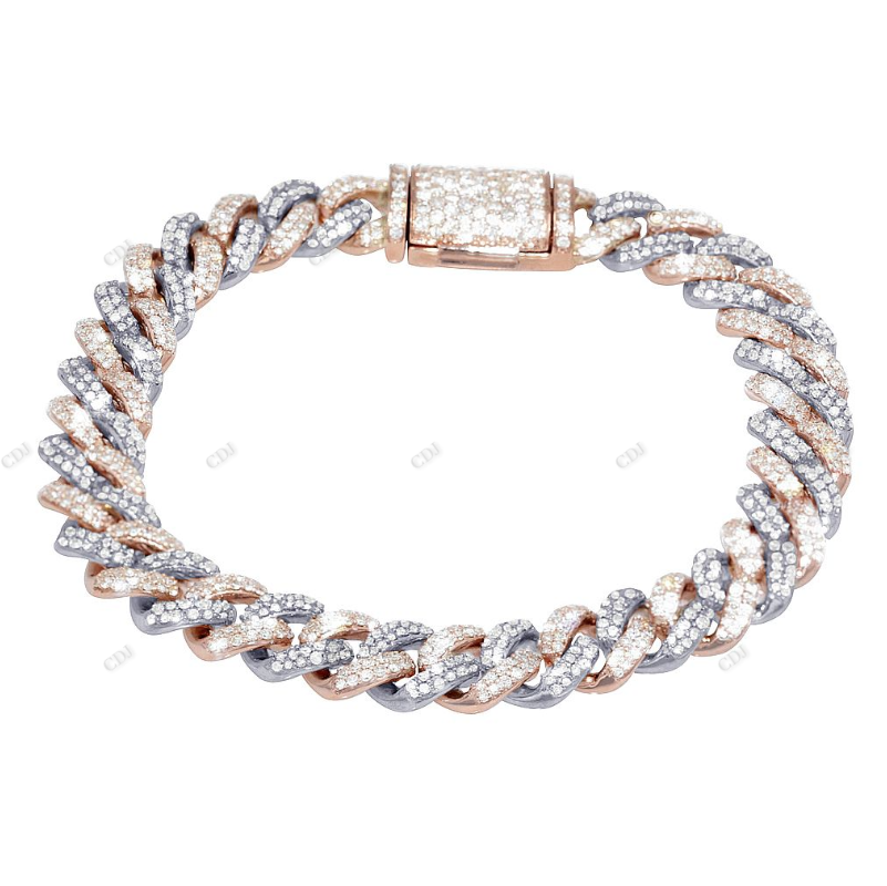Silver Moissanite Two Tone Hip Hop Cuban Bracelet