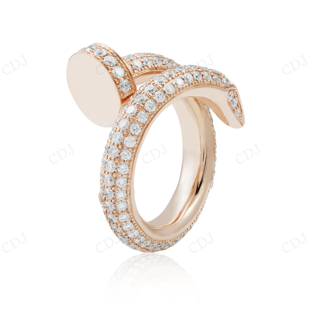 18K Rose Gold Moissanite Diamond Nail Ring For Men hip hop jewelry CustomDiamJewel