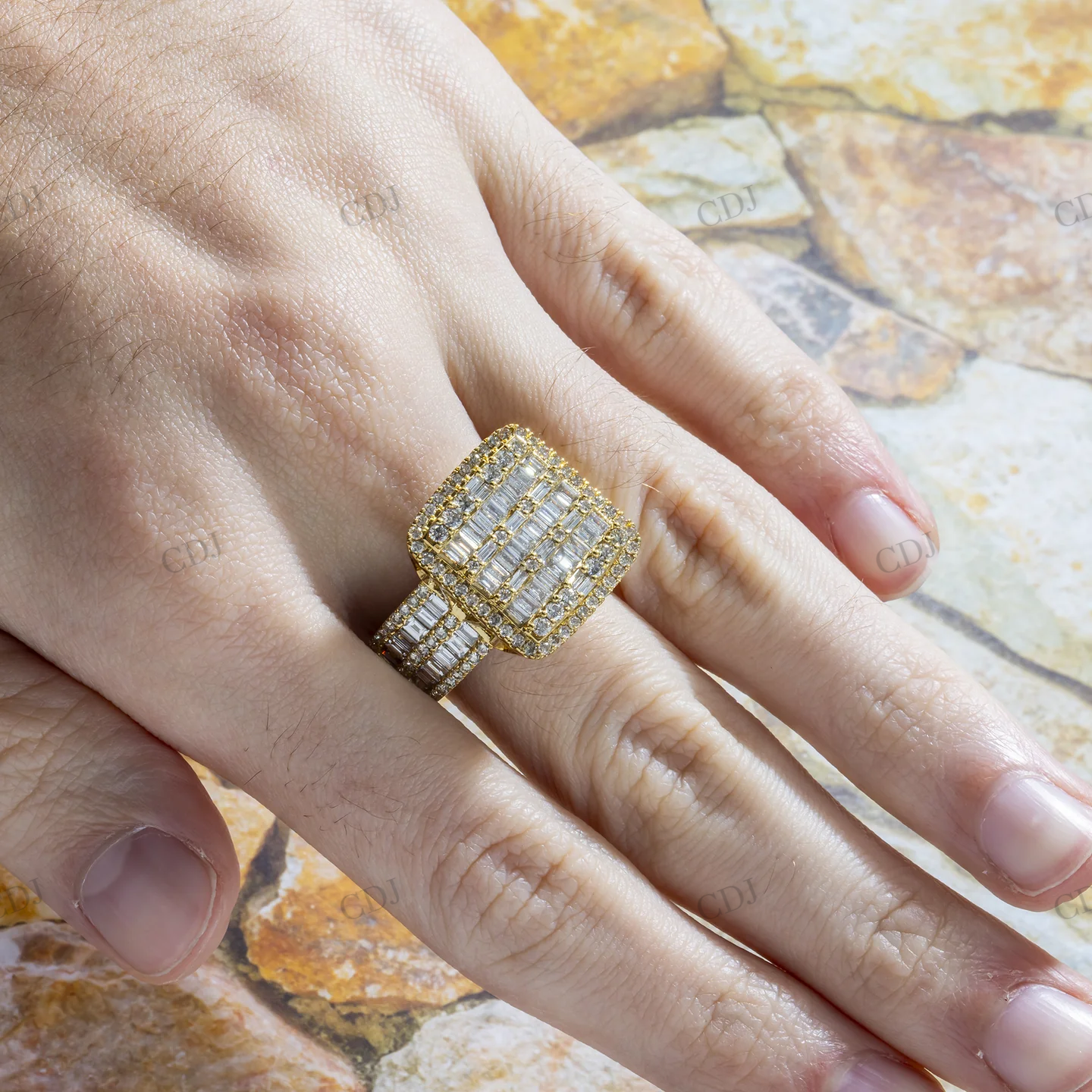 Silver Moissanite Baguette Diamond Square Ring hip hop ring customdiamjewel