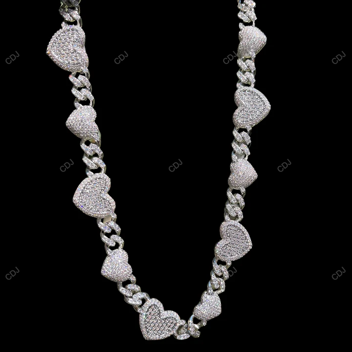 VVS1 Moissanite Silver Heart Pave Set Gift For Him CustomDiamJewel