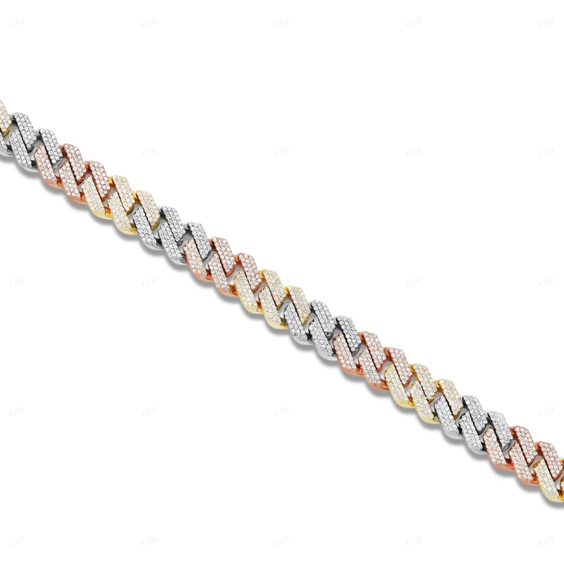 Rose Gold White Gold & Yellow Gold 3 Tone Cuban Link Bracelet CustomDiamJewel
