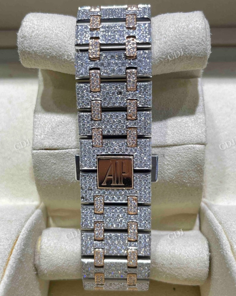 Yellow White AP Modified Arabic Numerical Moissanite Hip Hop Watch customdiamjewel