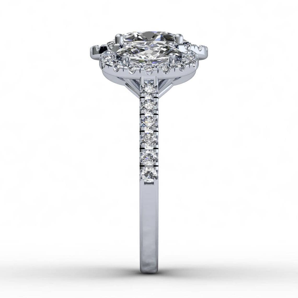 3 Stone Oval Cut  Moissanite Engagement Ring  customdiamjewel   