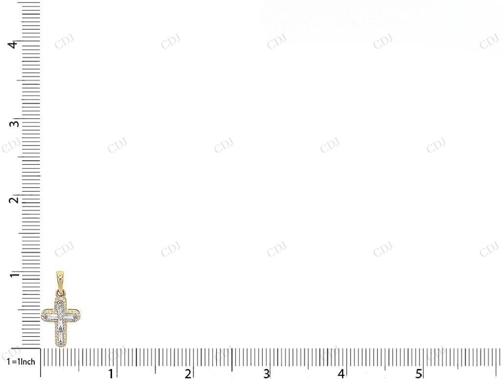 10K Yellow Gold Baguette Lab Grown Cross Diamond Pendant Hip Hop Pendent CustomDiamJewel