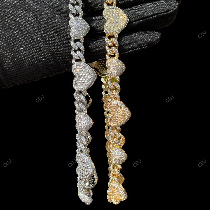 VVS1 Moissanite Silver Heart Pave Set Gift For Him CustomDiamJewel