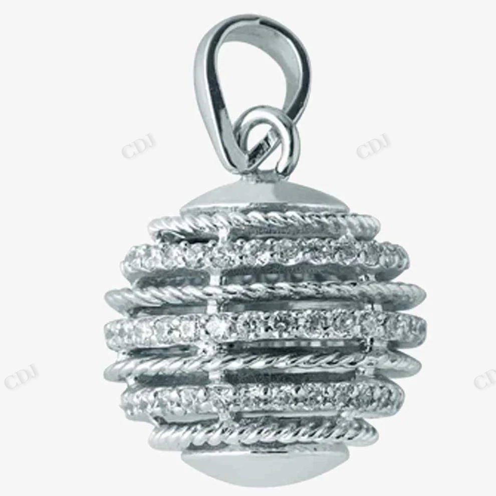 Sterling Silver Moissanite Round Shape Pendant hip hop jewelry CustomDiamJewel