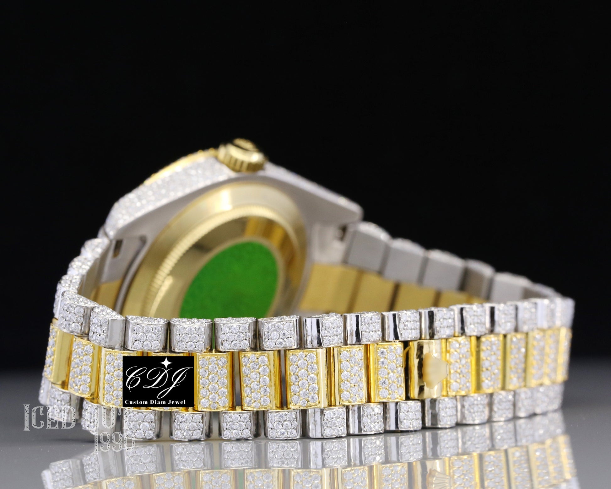Luxury Stainless Steel Wrist Watch Custom Gold Plated Rolex Men's Watch customdiamjewel