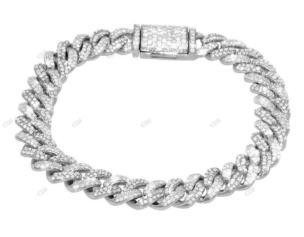 Silver Moissanite Two Tone Hip Hop Cuban Bracelet