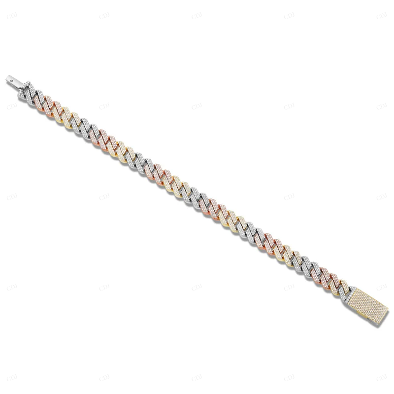 Rose Gold White Gold & Yellow Gold 3 Tone Cuban Link Bracelet CustomDiamJewel