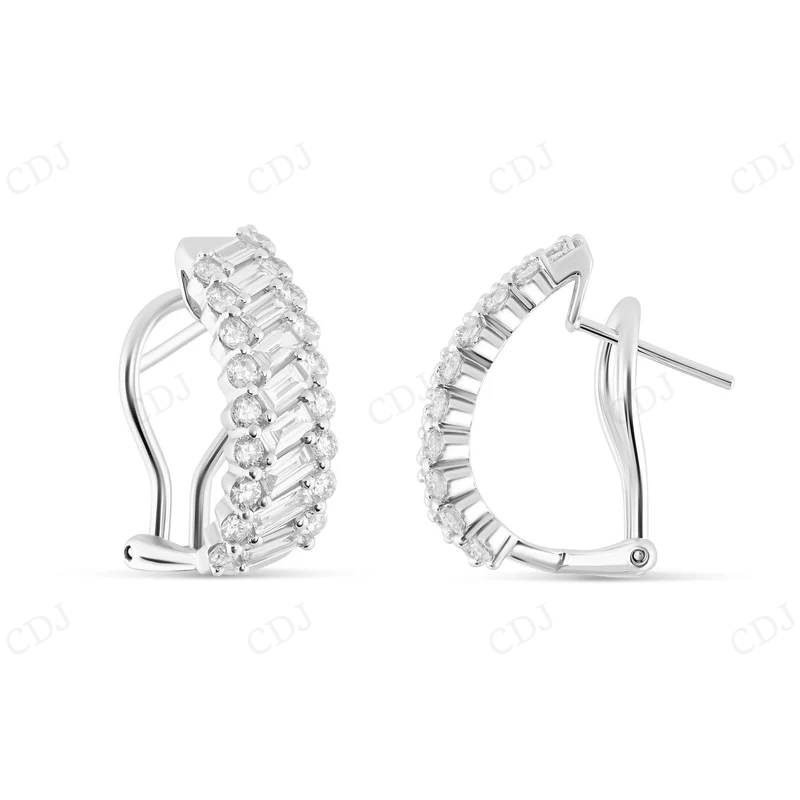 Moissanite Diamond Huggie Lever back Earrings Stud earrings CustomDiamJewel