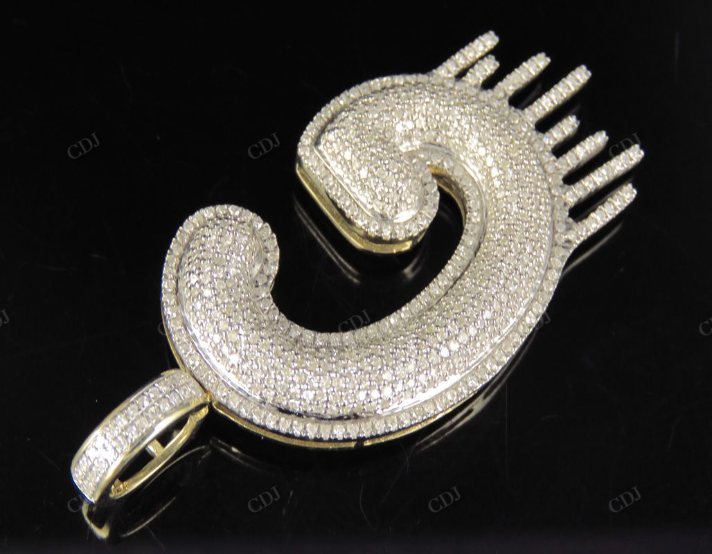 2" 1.5 CTW 10K Gold Real Diamond Letter 'G' Initial Drip Pendant CustomDiamJewel